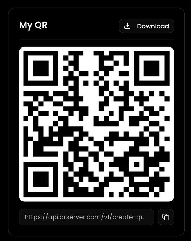 QR code section with Download button