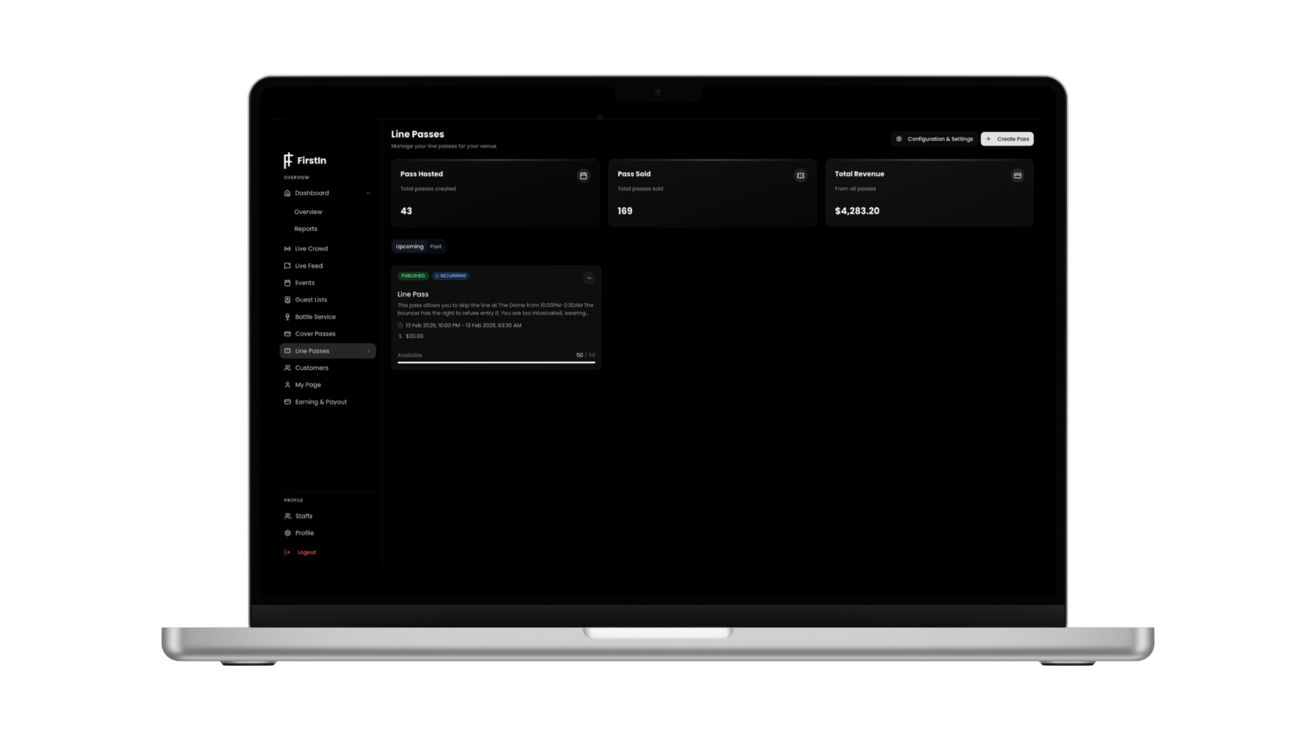 Line Passes dashboard